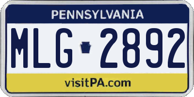 PA license plate MLG2892
