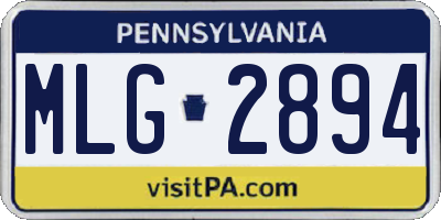 PA license plate MLG2894