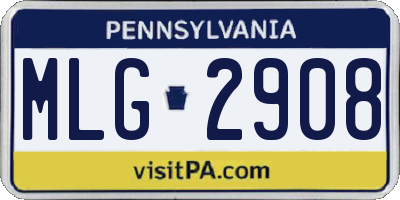 PA license plate MLG2908