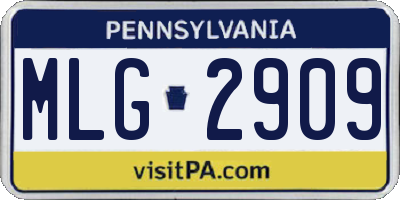 PA license plate MLG2909