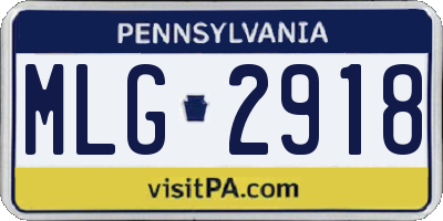 PA license plate MLG2918