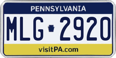 PA license plate MLG2920