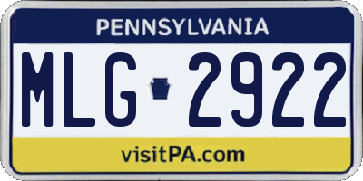 PA license plate MLG2922