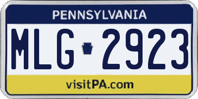 PA license plate MLG2923