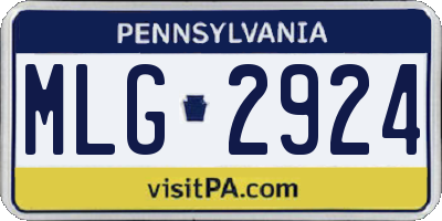 PA license plate MLG2924