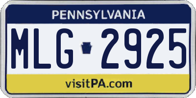 PA license plate MLG2925