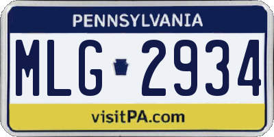 PA license plate MLG2934