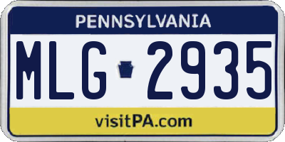 PA license plate MLG2935