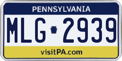PA license plate MLG2939