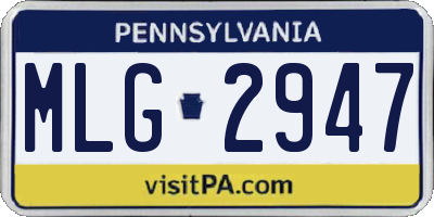PA license plate MLG2947