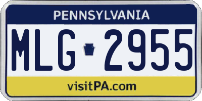 PA license plate MLG2955