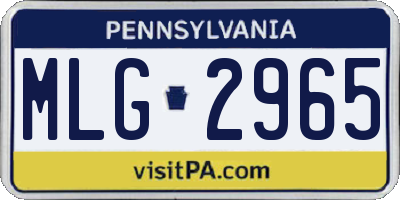 PA license plate MLG2965