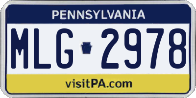 PA license plate MLG2978