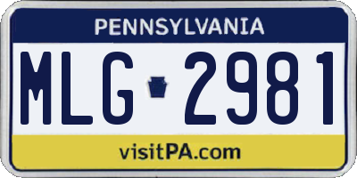 PA license plate MLG2981