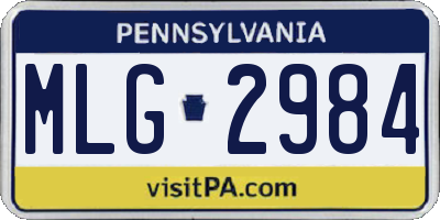 PA license plate MLG2984