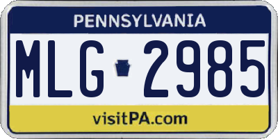PA license plate MLG2985