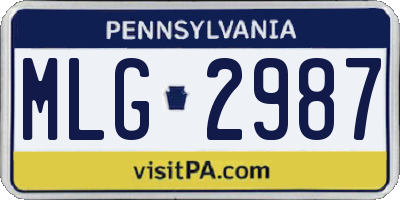 PA license plate MLG2987