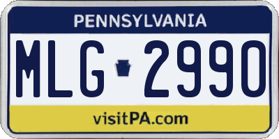 PA license plate MLG2990