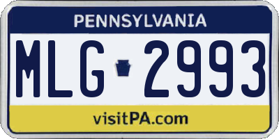PA license plate MLG2993