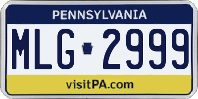 PA license plate MLG2999