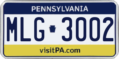 PA license plate MLG3002