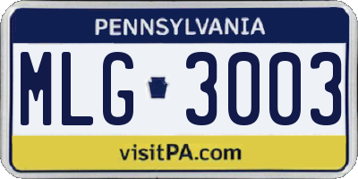 PA license plate MLG3003
