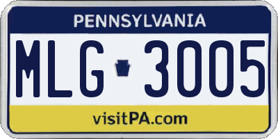 PA license plate MLG3005