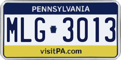 PA license plate MLG3013