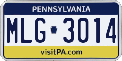 PA license plate MLG3014