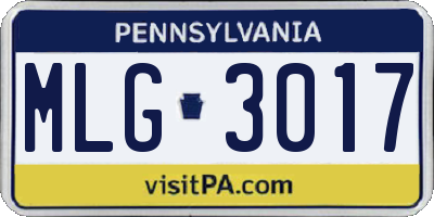 PA license plate MLG3017