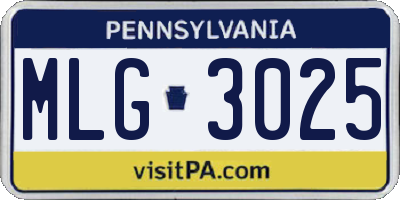 PA license plate MLG3025