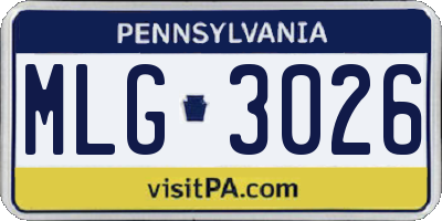 PA license plate MLG3026