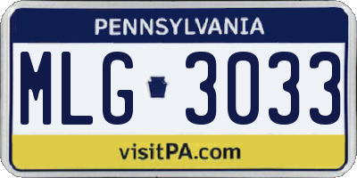 PA license plate MLG3033