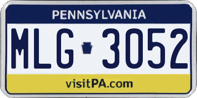 PA license plate MLG3052