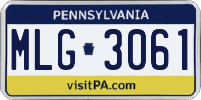 PA license plate MLG3061