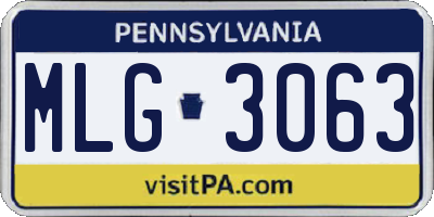 PA license plate MLG3063
