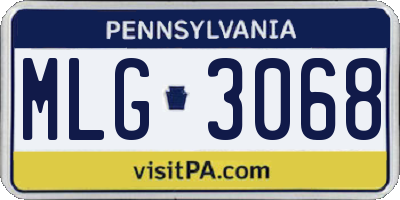 PA license plate MLG3068