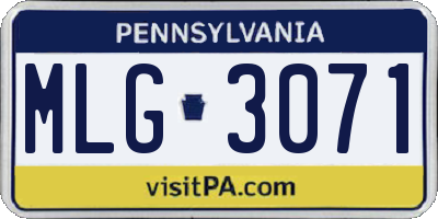 PA license plate MLG3071
