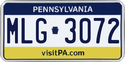 PA license plate MLG3072