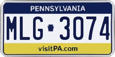 PA license plate MLG3074