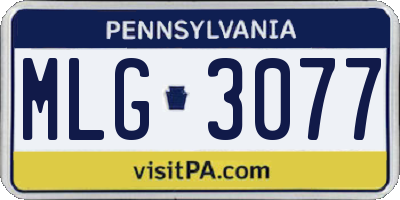 PA license plate MLG3077