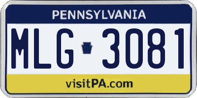PA license plate MLG3081