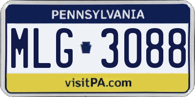 PA license plate MLG3088