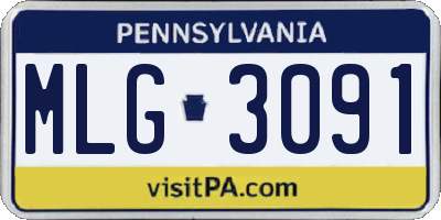 PA license plate MLG3091