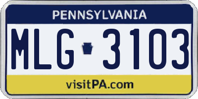 PA license plate MLG3103