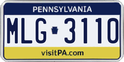 PA license plate MLG3110