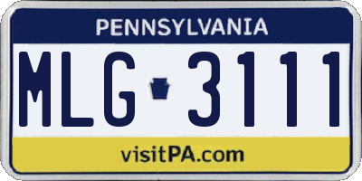 PA license plate MLG3111