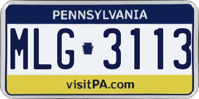 PA license plate MLG3113