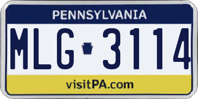 PA license plate MLG3114
