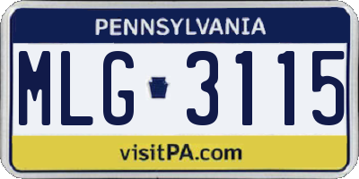 PA license plate MLG3115